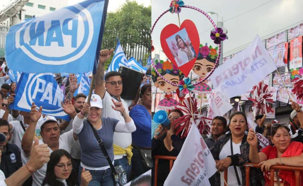 Simpatizantes de Morena y el Partido Acción Nacional se reúnen para esperar a los candidatos para el segundo debate Chilango. Foto: Francisco Rodríguez. EL UNIVERSAL