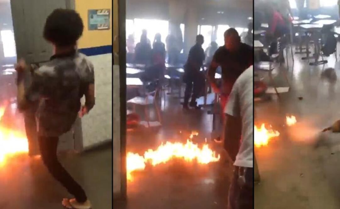 Niño prende fuego a su salón de clase en Brasil. Foto: Tomada del video 