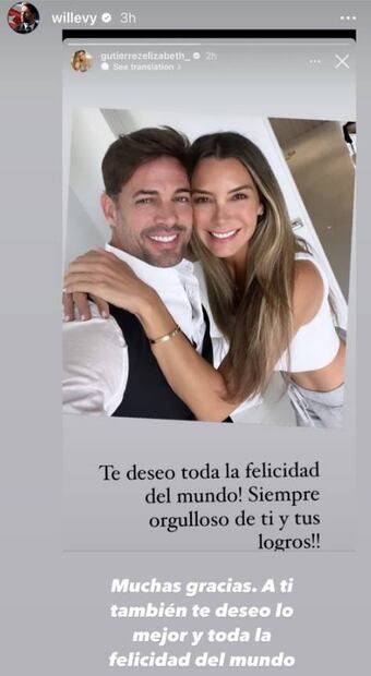 Al parecer, entre William Levy y Elizabeth Gutierrez ya sólo queda una amistad, la expareja intercambió mensajes relacionados con un nuevo proyecto del actor.