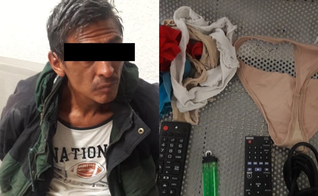 Presunto ladrón detenido en Iztacalco y lo que se encontró en la bolsa. (Fotos: Especiales)