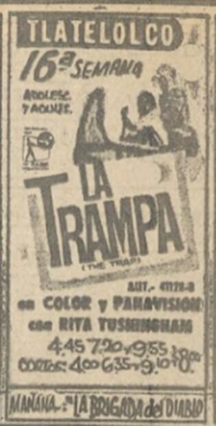 La cinta estaba por terminar su primera función en el Cine Tlatelolco, ubicado a unos cuantos metros de la actual estación de la línea 3 del metro. Foto: Hemeroteca EL UNIVERSAL