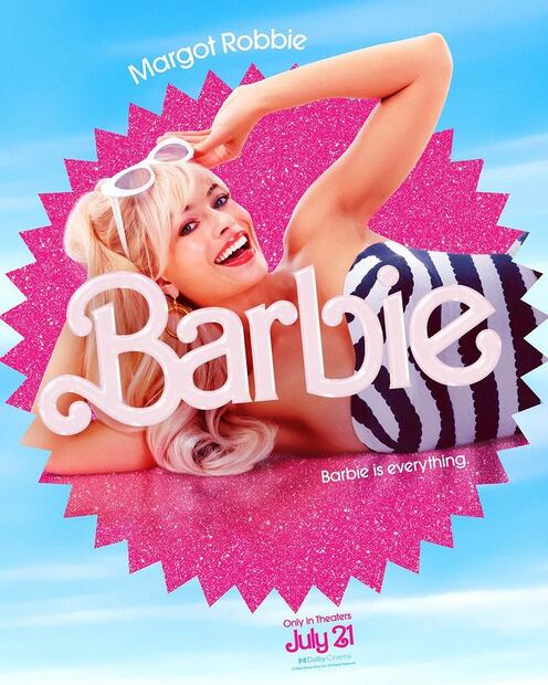 Margot Robbie con el filtro de Barbie. Fuente: Instagram @barbie