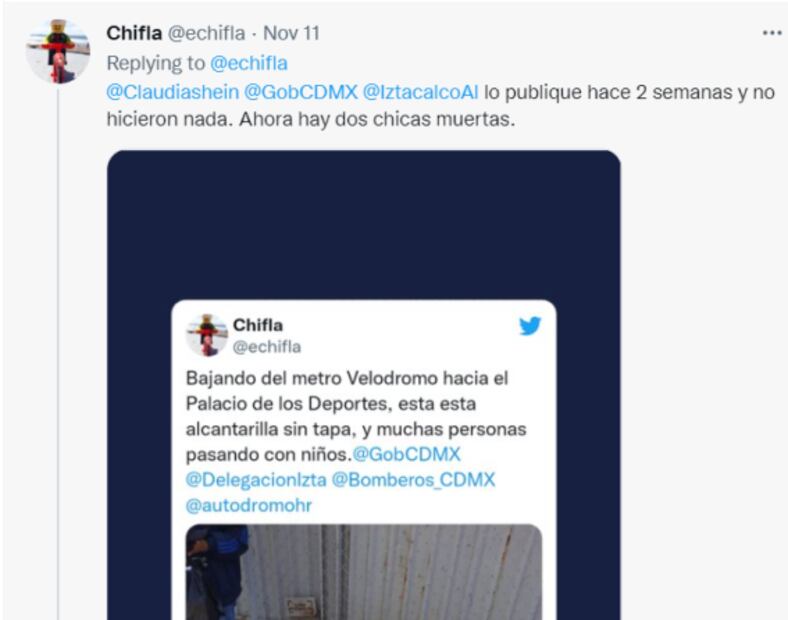 "Lo publiqué y no hicieron nada": coladera donde murieron hermanas ya la habían reportado semanas antes de la tragedia 