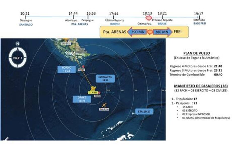 Autoridades de Chile amplían área de búsqueda de avión desaparecido