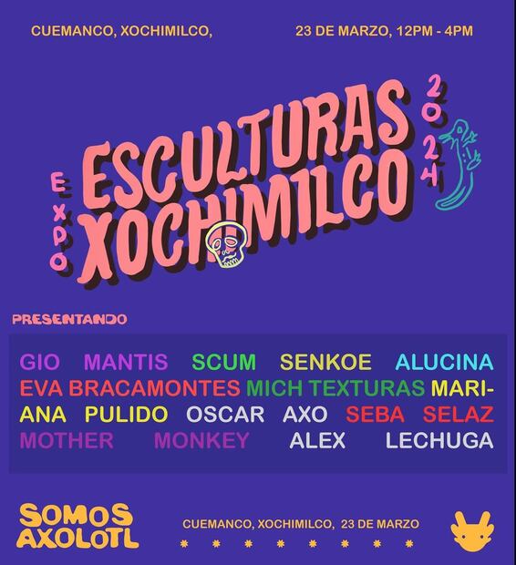 Asiste a Expo Esculturas Xochimilco 2024. Foto: Somo Axolotl