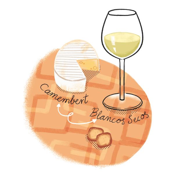 Maridaje de queso y vino. Ilustración: Ani Cortés / El Universal