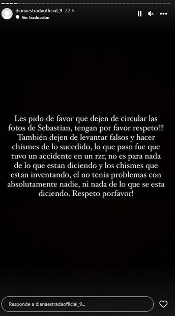 Reacción de Diana Estrada. Foto: Instagram