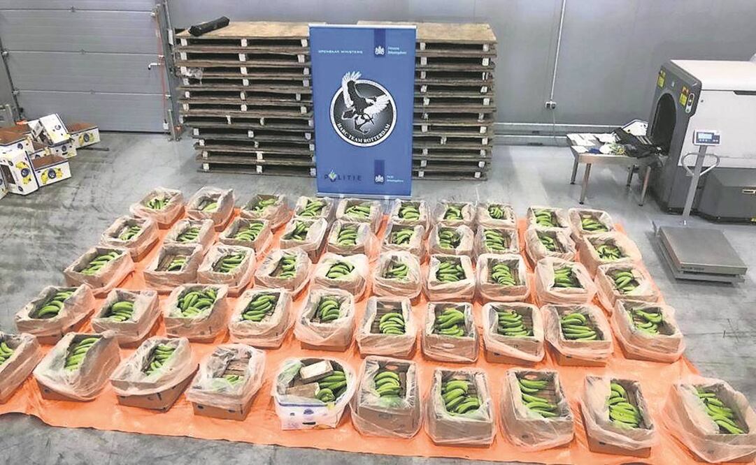 La droga se ha ocultado en contenedores que transportan alimentos, como soya y plátanos. Foto: Cortesía del Ministerio Público de Rotterdam.