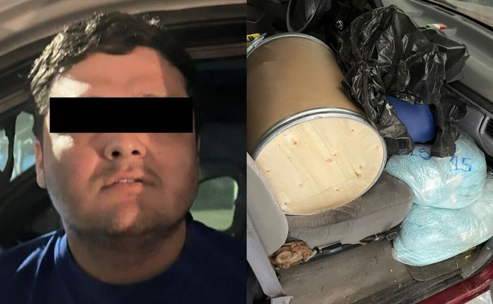 Aproximadamente 1,500 kilos de pastillas de fentanilo, dos hombres fueron detenidos y se aseguraron armas de fuego. Fotos tomadas de X