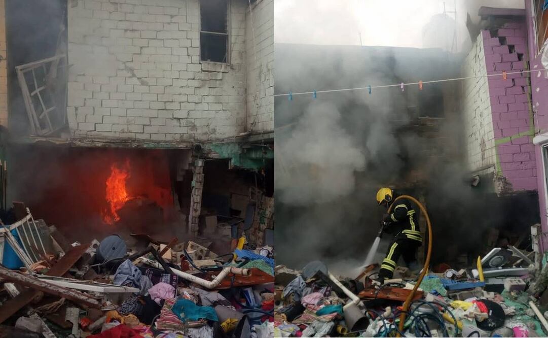 Explosión por acumulación de gas en Neza. Fotos: Facebook Comunidad de Plazas de Aragón, Nezahualcóyotl.