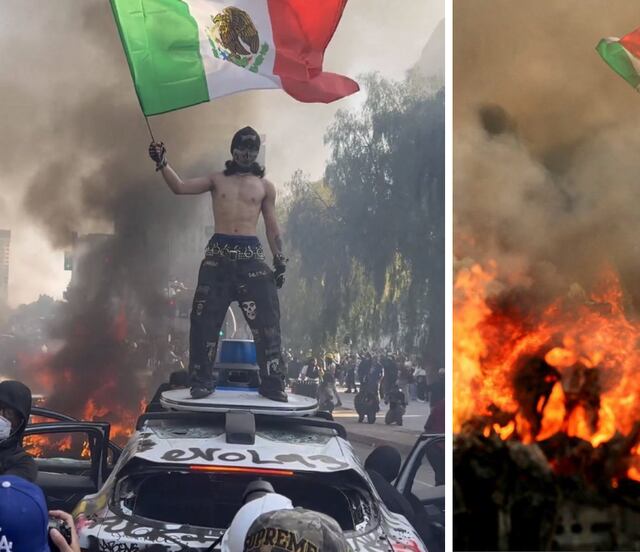Manifestante con bandera mexicana se vuelve viral; divide opiniones en México por protesta contra ICE