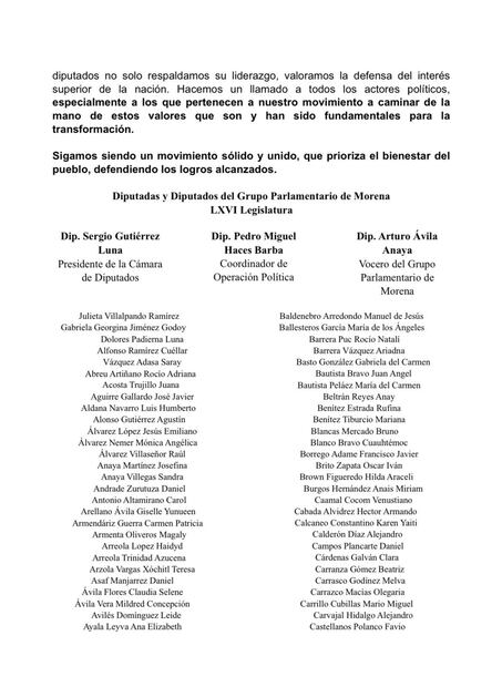 Diputados de Morena emiten comunicado en apoyo a Monreal. Foto: Especial