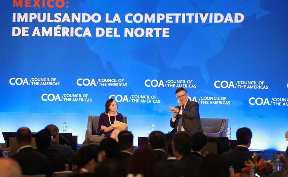 Marcelo Ebrard durante su participación en Council of the Américas (COA), 2025 Latin American Cities Conferences. Foto: cortesía de Secretaría de Economía