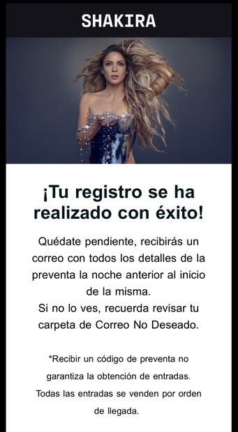 Preventa Shakira. Foto: Captura de pantalla
