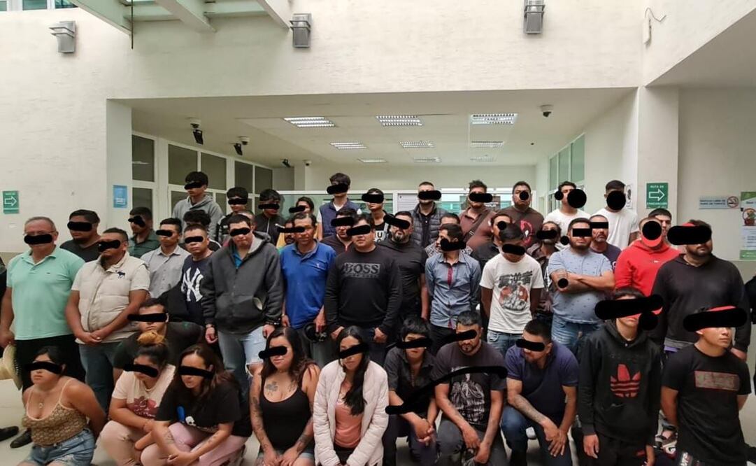 Detienen a 50 personas por extorsión y despojo en Texcoco, Estado de México (05/06/2025). Foto: Especial