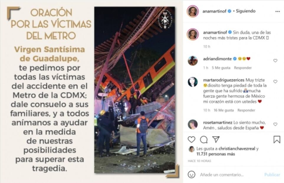 Tristeza y enojo, así reaccionan los famosos tras accidente en el Metro de la CDMX