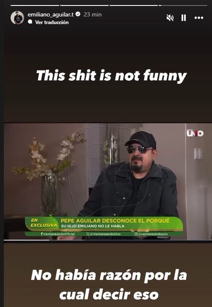 Emiliano Aguilar le reclama a Pepe Aguilar por hablar de su madre en entrevista.