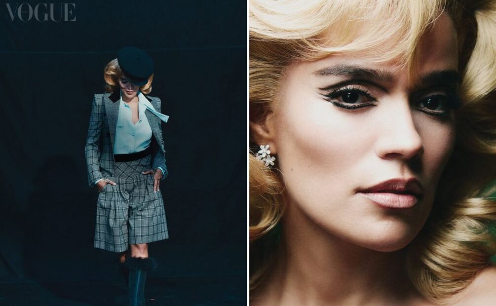 Boína y botas altas completan su look Valentino. Foto: Especial. Vogue México y Latinoamérica ( Norman Jean Roy)