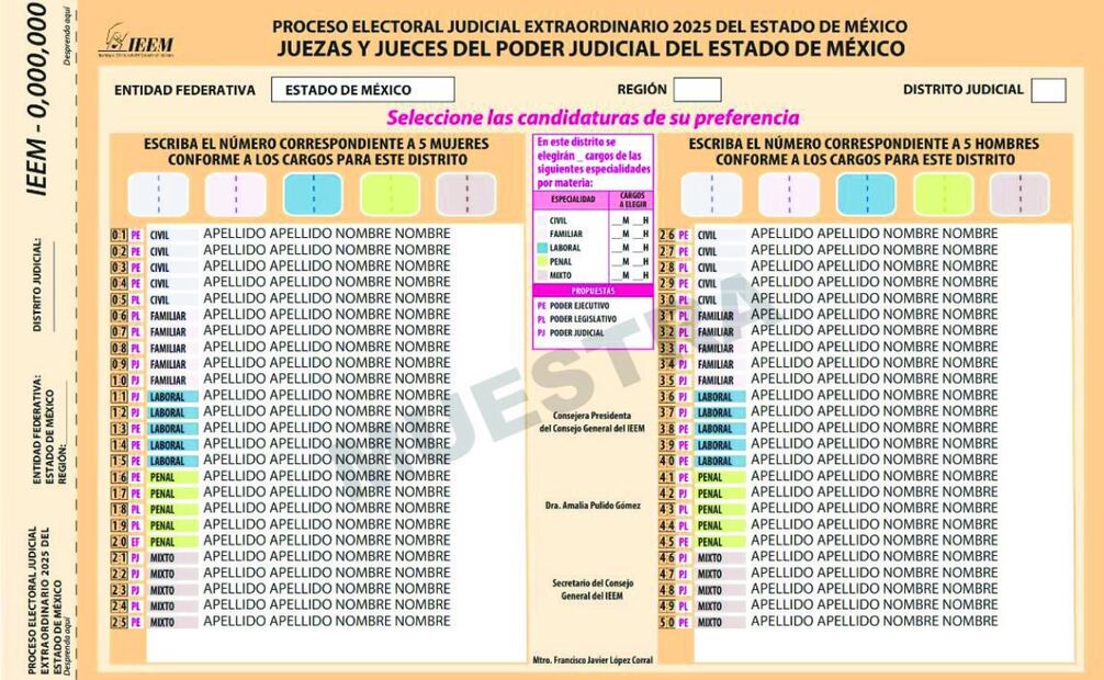 A diferencia de las boletas convencionales, los aspirantes aparecerán enlistados y enumerados, y en la parte superior se debe escribir el número de la candidatura.