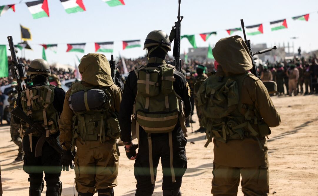 Los combatientes palestinos de Hamas en el sur de la Franja de Gaza. Foto: AFP