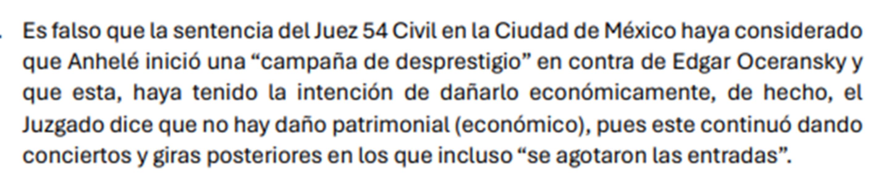 Fragmento del documento donde Anhelé Sánchez hace uso de su derecho de réplica, compartido a EL UNIVERSAL.