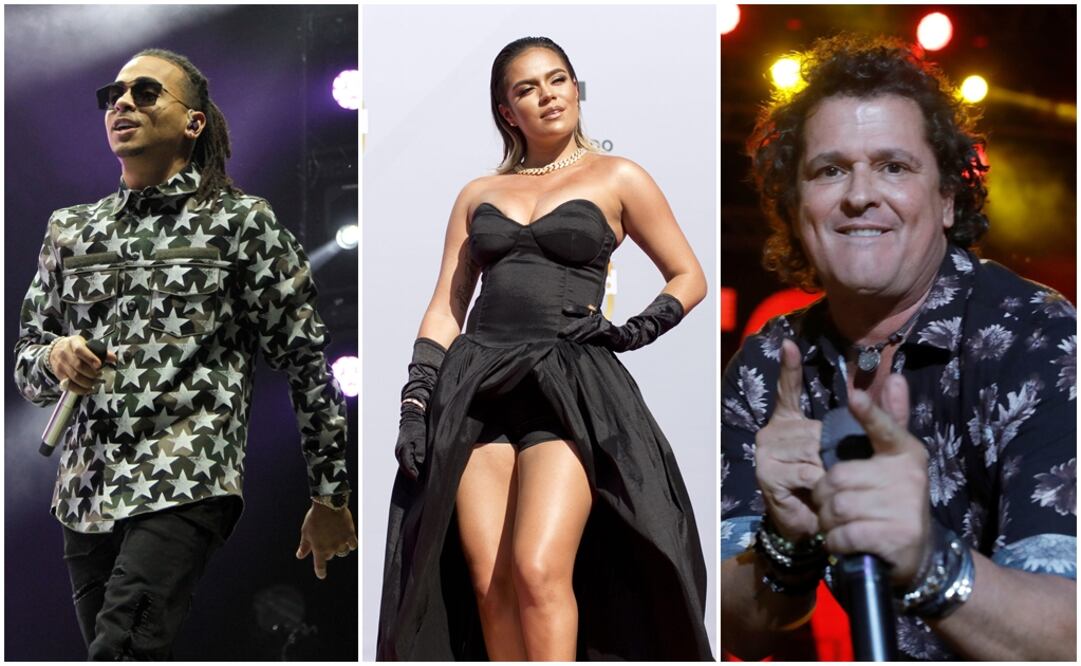 Ozuna, Karol G y Carlos Vives. Foto: Archivo