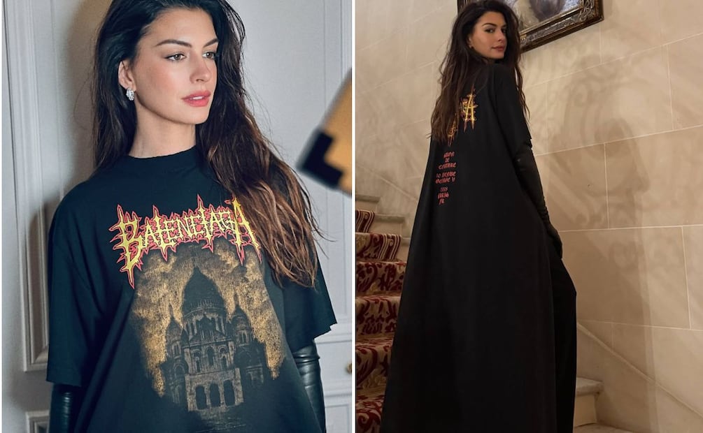 Anne Hathaway sorprendió con su playera con capa. Foto: Especial. Instagram @annehathaway @hairbyadir