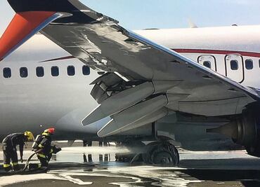 Evacuan avión de Aeroméxico en Guadalajara; se incendian neumáticos en aterrizaje