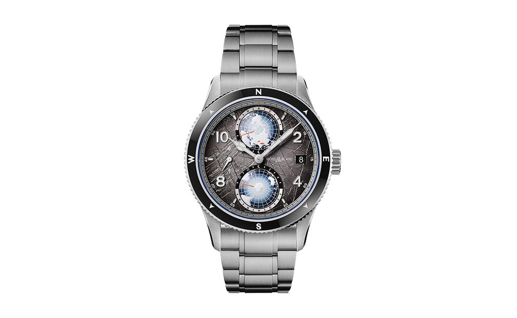 Calibre MB 29.25 automático con 42 horas de marcha. Función de zonas horarias y fecha. Caja de titanio de 42 mm sin oxígeno y hermético a 100 metros. Brazalete de titanio. El K2 en el fondo de la caja.