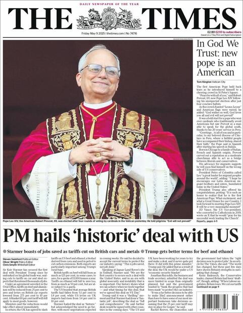 Portada del medio británico The Times