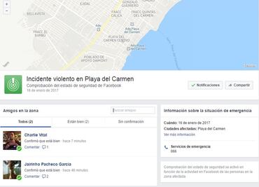 Facebook activa "safety check" tras balacera en Playa del Carmen