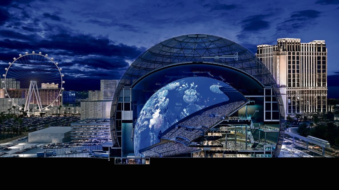 La MGM Sphere es la estructura esférica más grande del mundo. Foto: Entertainment Architects y archivo el universal