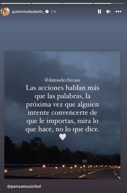 Elizabeth Gutierrez y sus mensajes en redes sociales.