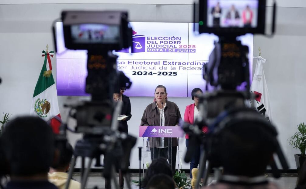 Guadalupe Taddei, presidenta del INE, informa sobre el avance de los cómputos a los cargos para la elección judicial 2025. Foto: Fernanda Rojas/ EL UNIVERSAL