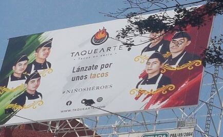 Taquería usa figura de los Niños Héroes en promoción