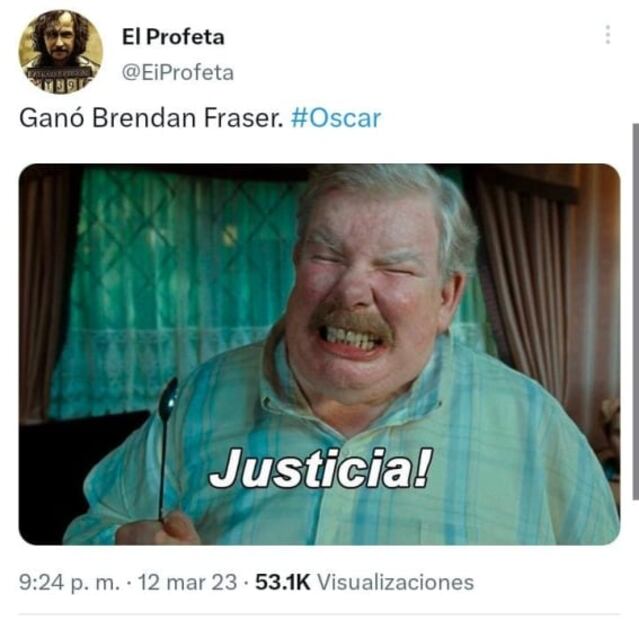 Brendan Fraser se lleva su primer Premio Oscar y se desatan los memes