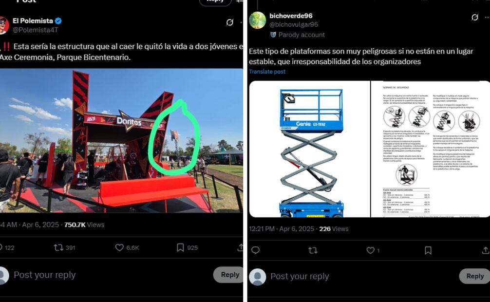 Festival Ceremonia; imagen muestra estructura metálica inestable antes de caer y matar a dos personas en Parque Bicentenario.
Foto: Captura de pantalla en X
