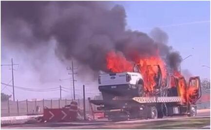 Imparable la violencia en Sinaloa; Grupo armado incendia camioneta y grúa a un costado de carretera México-Nogales