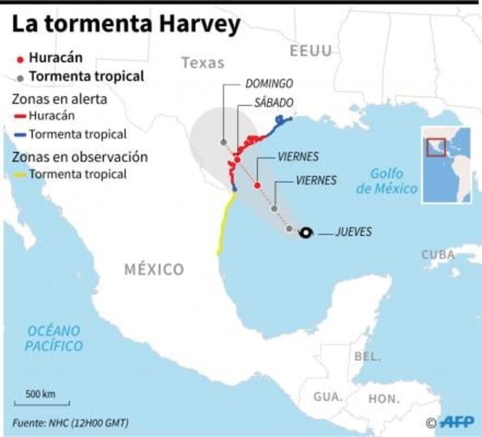 "Harvey" tocaría tierra el sábado en Texas como huracán