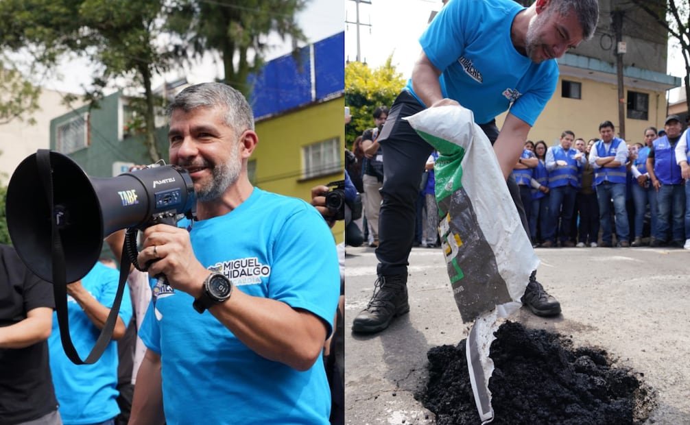 Al iniciar el operativo especial con voluntarios en la colonia Ampliación Daniel Garza, Tabe llamó a su equipo de trabajo a atender los baches. Foto: Especial.