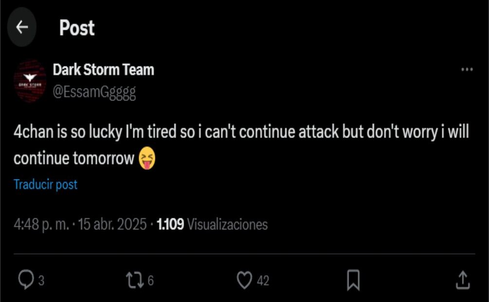 Ataque 4chan | Captura de pantalla