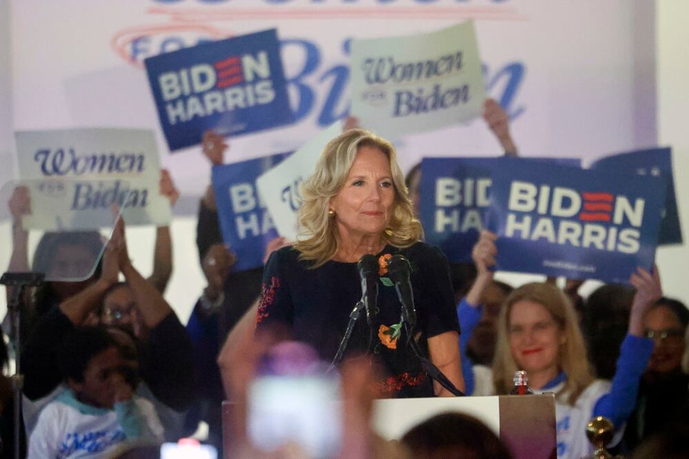 La primera dama Jill Biden habla con sus seguidores en Atlanta, el viernes 1 de marzo de 2024. Foto: AP
