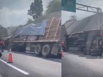 VIDEO: Tráiler se vuelca en Circuito Exterior Mexiquense; no se reportan heridos de gravedad