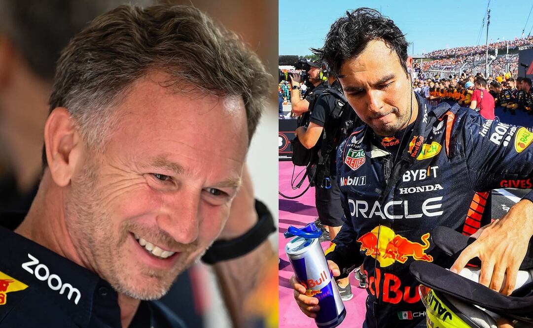 Christian Horner y Checo Pérez durante el Gran Premio de Hungría - Foto: Especial