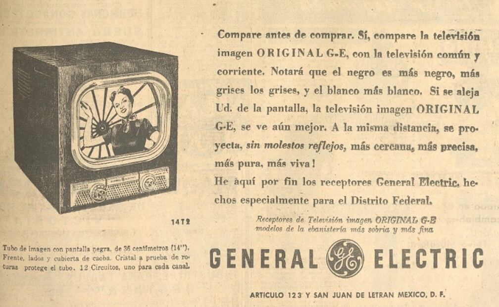 Así se promocionaba la llegada de la televisión a México en 1950.
Foto: Hemeroteca EL UNIVERSAL.