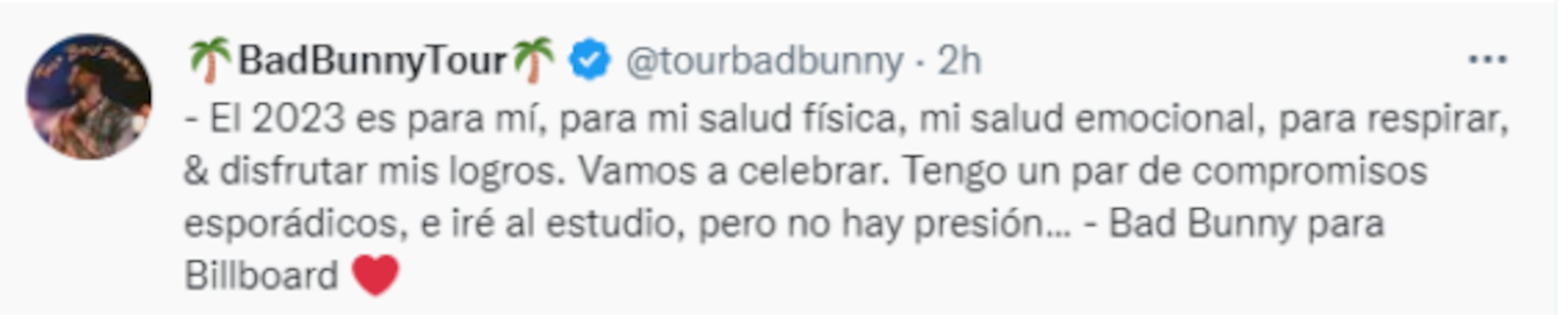 Bad Bunny le pone pausa a su éxito para 2023: anuncia descanso 