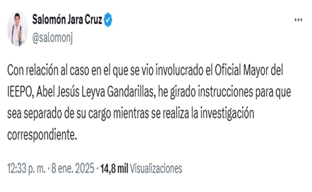 Oficial Mayor del IEEPO de Oaxaca involucrado en accidente vehicular; Gobernador ordena la separación temporal del funcionario. Foto: Captura de pantalla