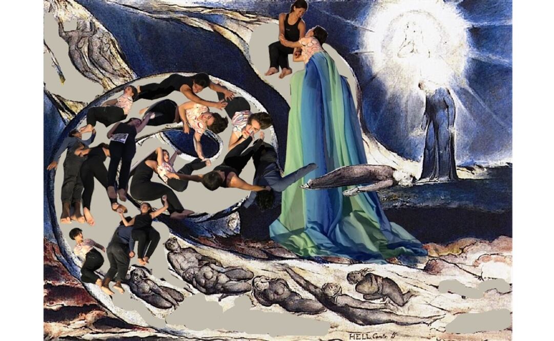 Proceso coreográfico para filmación en vivo de "The Circle of the Lustful" de William Blake. Crédito fotográfico: Alma Quintana