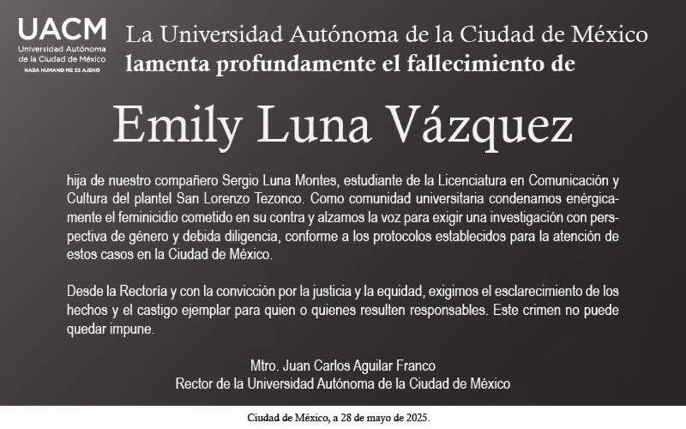 Exigen justicia por el fallecimiento de Emily Luna Vázquez. Foto: Especial