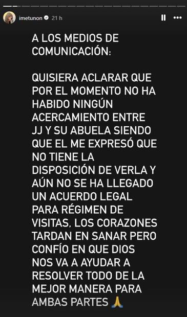 Imelda Garza comparte que su hijo José Julián no ha querido ver a su abuela Maribel Guardia.